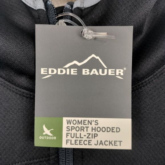 NEW Eddie Bauer Jacket Women M Black Sport Hooded Full Zip Fleece Soft Shell NWT - Picture 4 of 16